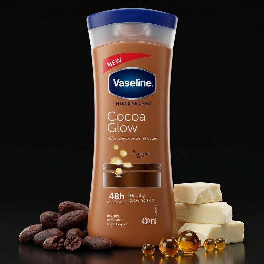 Vaseline Intensive Care Cocoa Glow Body Lotion, Deeply Hydrating 48-Hour Moisturizer with Cocoa & Shea Butter for Dry Skin, 400ml, Beauty Products, Self Care Products, Hydrates Deeply, Body Care Lotions