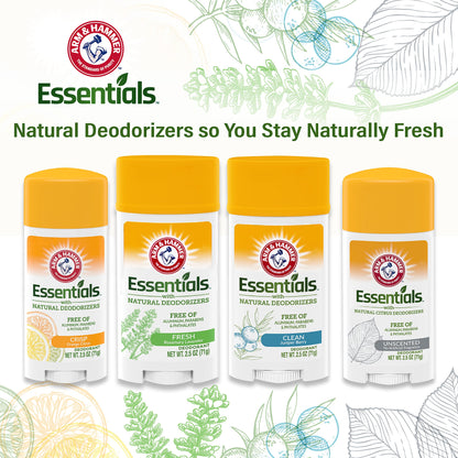 ARM & Hammer Essentials Solid Deodorant Unscented 2.5 oz (Pack of 12)