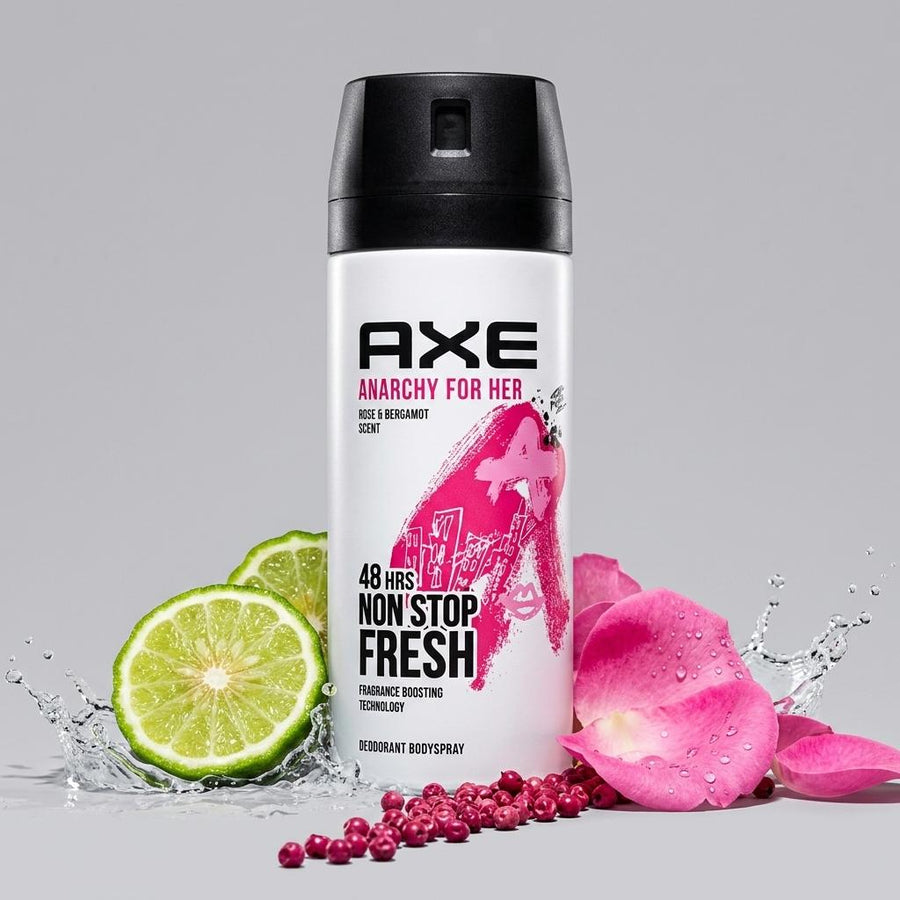 AXE Anarchy For Her Deodorant Body Spray (5oz/150ml) - Rose & Bergamot Floral Scent, 48-Hour Freshness, Easy To Apply, Body Care For Teens & Adults, Daily Use