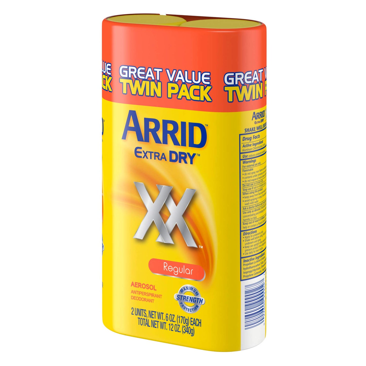 Arrid XX Extra Dry Antiperspirant Deodorant, Regular, Twin Pack (two 6oz. cans) Packaging May Vary