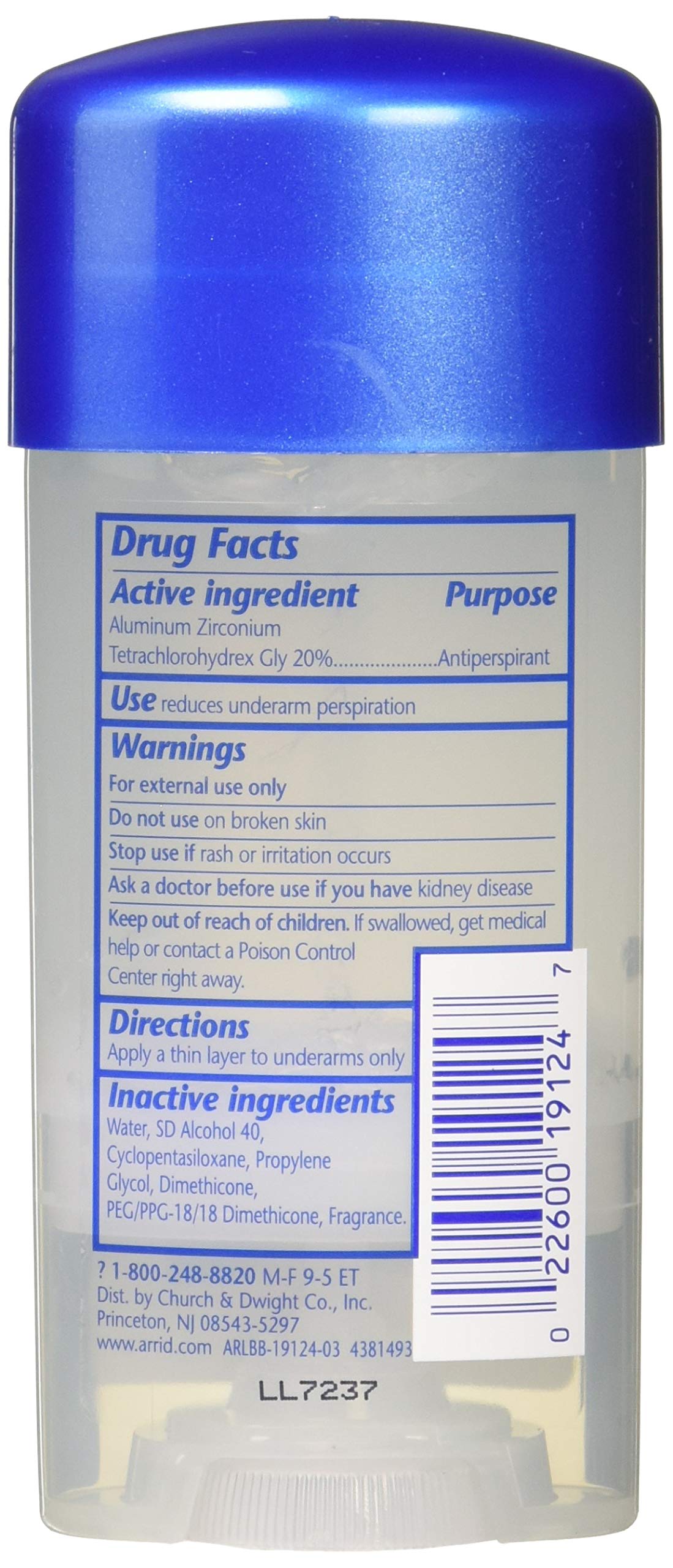 Arrid Extra Dry Clear Gel Antiperspirant Deodorant Cool Shower 2.6 Pack of