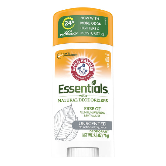 ARM & Hammer Essentials Solid Deodorant Unscented 2.5 oz (Pack of 12)