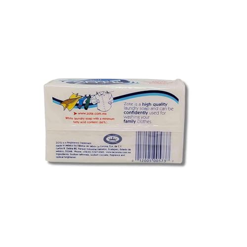 (PACK OF 3 BARS) Zote WHITE Laundry Bar Soap, with Even MORE Whitening Power & Satin Remover. Light Fresh Scent! Safe for delicate clothes! (3 Bars, 14.1oz Each Bar)