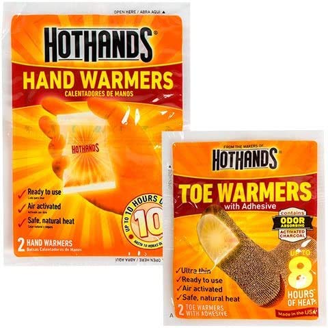 HotHands Toe & Hand Warmer Pack - Long Lasting Safe Natural Odorless Air Activated - 10 Pairs of Toe Warmers & 2 Pairs of Hand Warmers