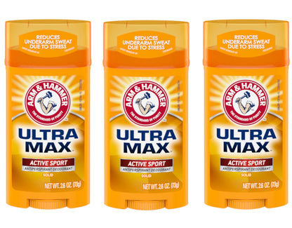 Arm & Hammer Ultramax Solid Antiperspirant Deodorant Active Sport 2.6 Pack of