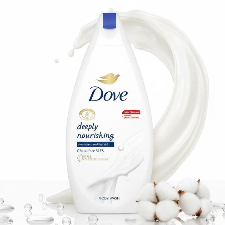 Dove Deeply Nourishing Body Wash, Daily Moisturizer and Cleanser for Softer Skin, Gentle Body Care Formula, 450ml, Hydrating, Body Wash Cleansing