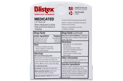 Blistex Medicated Lip Balm with SPF 15 for Dryness, Chapping and Soothes Irritated Lips,0.15 Ounce (Pack of 8)