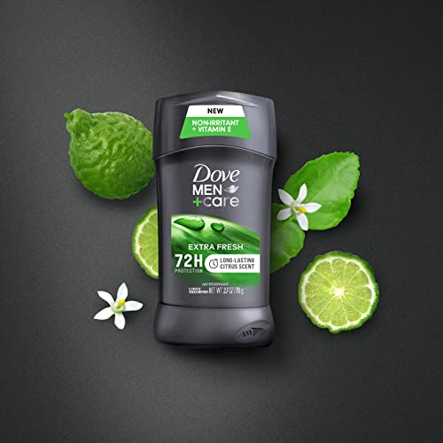 Dove Men+Care Extra Fresh Men's Antiperspirant Deodorant Stick Extra Fresh Twin pack With 72-hour sweat & odor protection with 1/4 Moisturizing Cream & Long-lasting Citrus Scent 2.7 oz