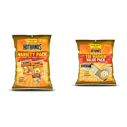 HotHands Toe, Hand, & Body Warmer Variety Pack - Long Lasting Safe Natural Odorless Air Activated Warmers