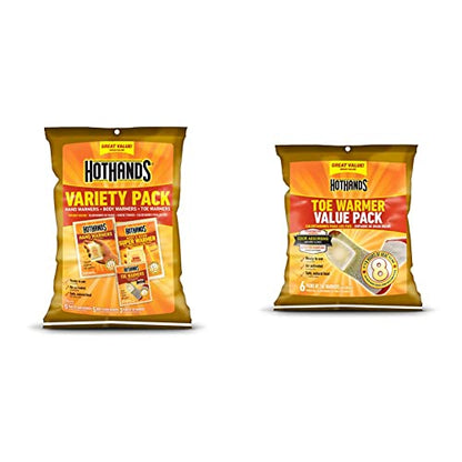 HotHands Toe, Hand, & Body Warmer Variety Pack - Long Lasting Safe Natural Odorless Air Activated Warmers