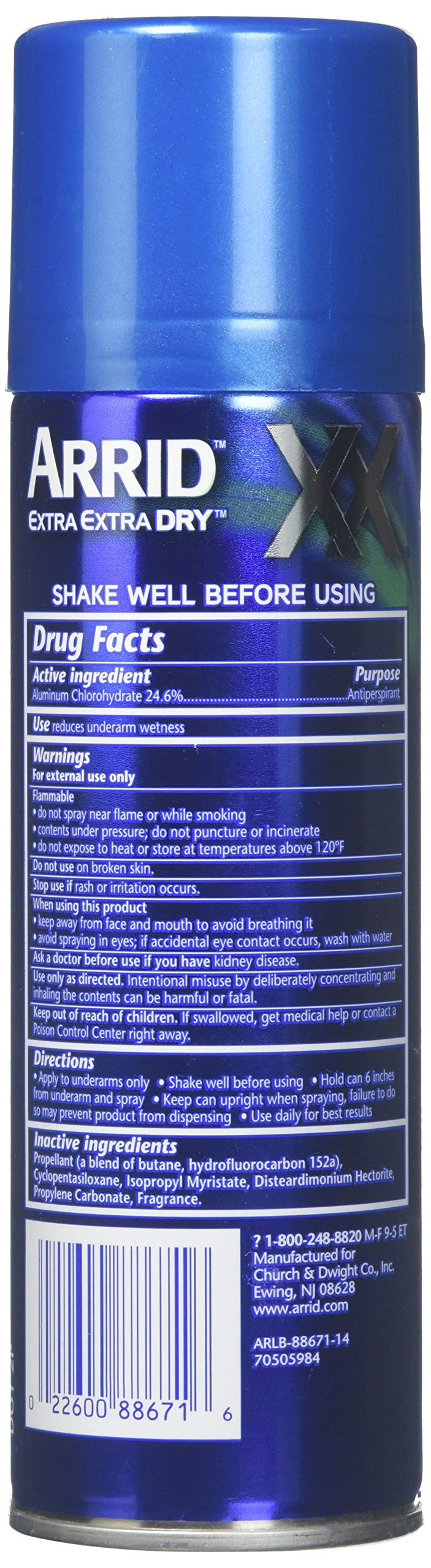 ARRID XX Ultra Clear Anti-Perspirant Deodorant Spray 6 oz Pack of