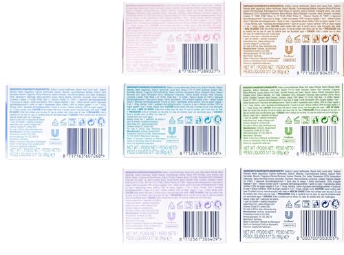 Dove, Beauty Bar Soap Variety Pack of 14, Go Fresh, Shea Butter, Coconut Milk, White, Pampering, Restoring, Exfoliating - 90g (7 Scents, 2 of Each)
