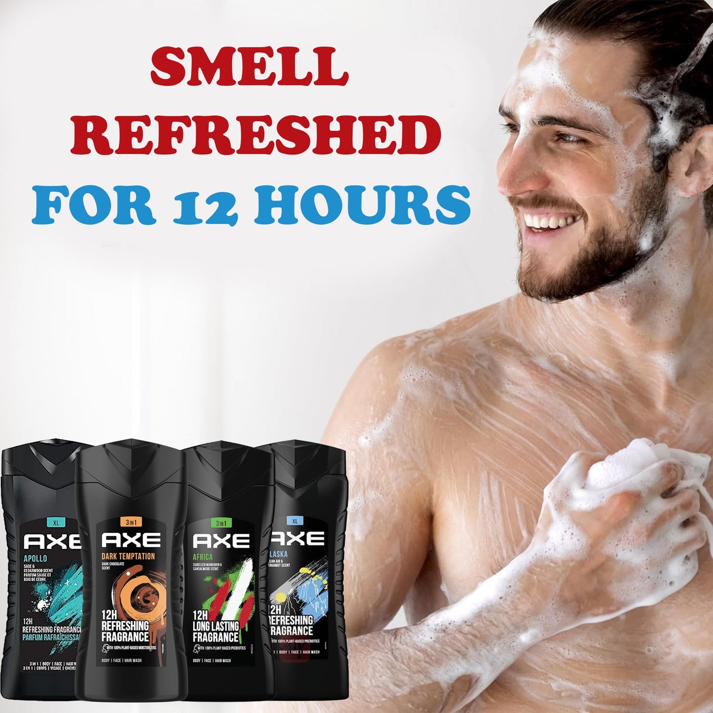 AXE Men's Body Wash Variety Set, 4 Pack, Assorted Scents, 3-in-1 Body, Face and Hair Wash, 13.5 Oz. Each
