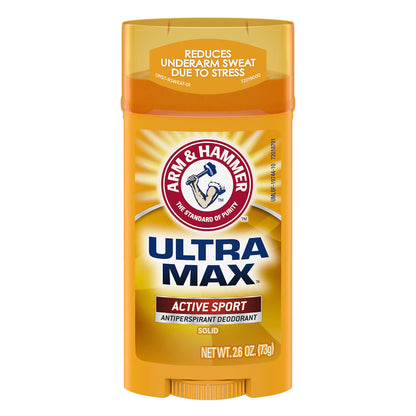 Arm & Hammer Ultramax Solid Antiperspirant Deodorant Active Sport 2.6 Pack of