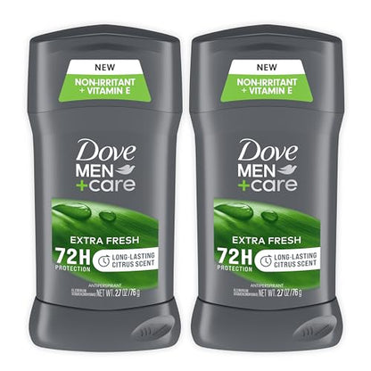 Dove Men+Care Extra Fresh Men's Antiperspirant Deodorant Stick Extra Fresh Twin pack With 72-hour sweat & odor protection with 1/4 Moisturizing Cream & Long-lasting Citrus Scent 2.7 oz