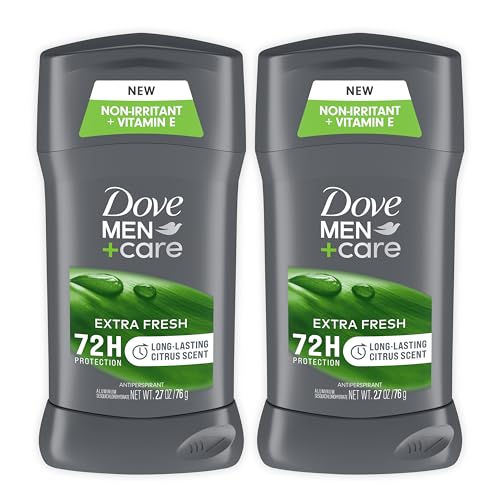 Dove Men+Care Extra Fresh Men's Antiperspirant Deodorant Stick Extra Fresh Twin pack With 72-hour sweat & odor protection with 1/4 Moisturizing Cream & Long-lasting Citrus Scent 2.7 oz