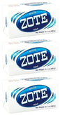 (PACK OF 3 BARS) Zote WHITE Laundry Bar Soap, with Even MORE Whitening Power & Satin Remover. Light Fresh Scent! Safe for delicate clothes! (3 Bars, 14.1oz Each Bar)