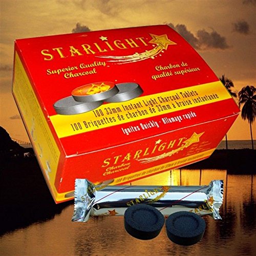 100 Pcs STARLIGHT Hookah Charcoal Quick Lite Shisha coal Incense 10 Rolls
